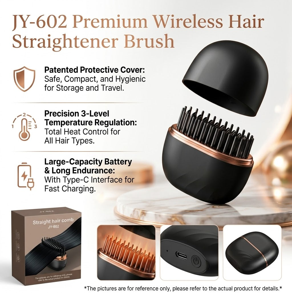 J.Y 602 PRO wireless hair straightener brush cordless rechargeable