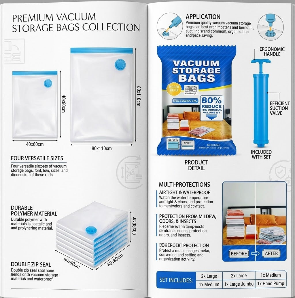 Vacuum Storage Bags With An Included Hand Pump