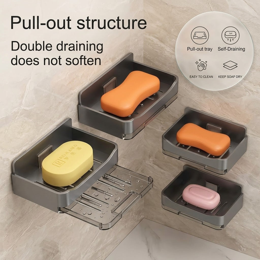 Wall-Mounted Plastic Soap Holder With A Drainage Tray