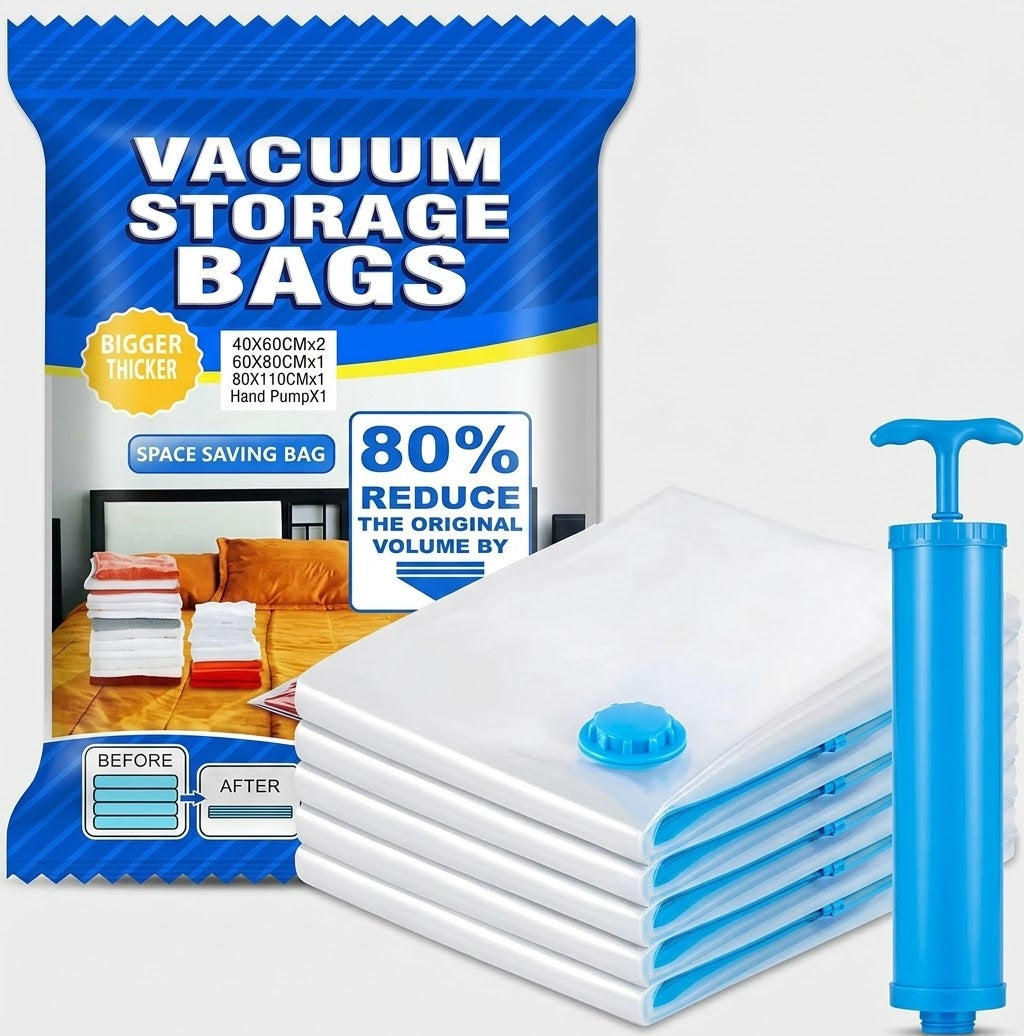 Vacuum Storage Bags With An Included Hand Pump