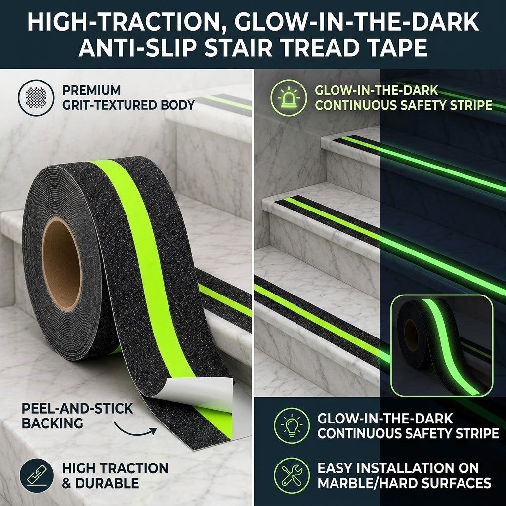 Glow in the dark anti-slip traction tape